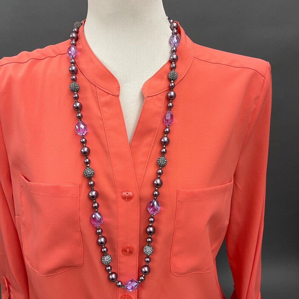 Purple Beads Rhinestones Gunmetal Women's Fashion Necklace NWOT